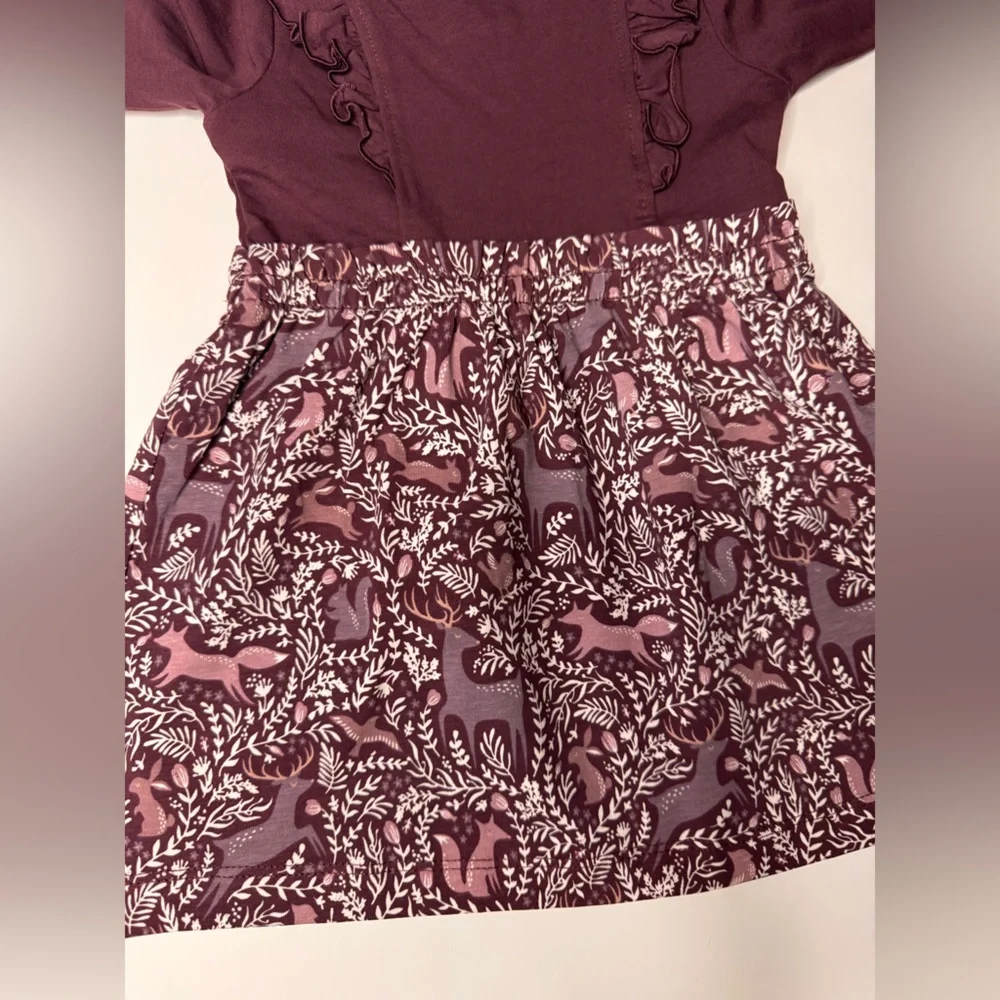 Ruffle Butts‎ Girls Dress 6-12 months deer antler earth woodland burgundy cotton